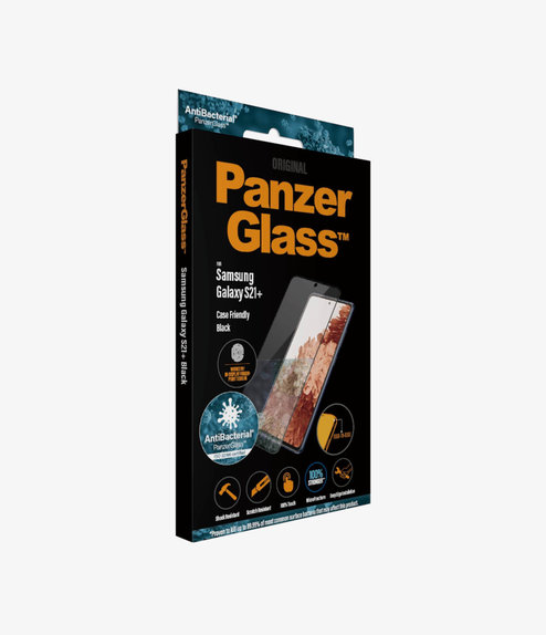 Vetro temperato Case Friendly AB per Samsung S21+, Fingerprint komp., Black, PanzerGlass