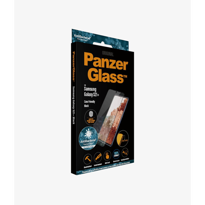 Vetro temperato Case Friendly AB per Samsung S21+, Fingerprint komp., Black, PanzerGlass