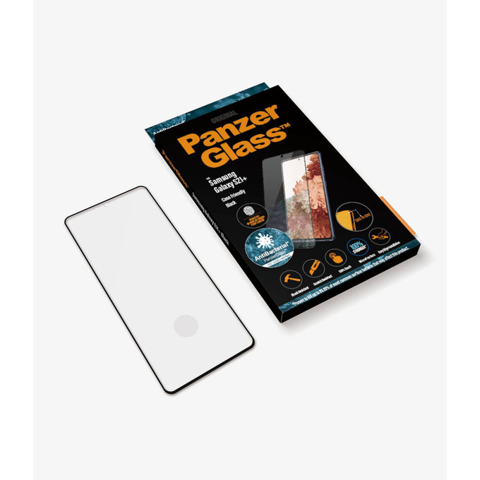 Vetro temperato Case Friendly AB per Samsung S21+, Fingerprint komp., Black, PanzerGlass