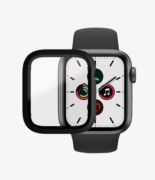 Vetro temperato Full Body AB per Apple Watch 4, 5, 6, SE (1st gen), SE (2nd gen) 40mm, Black, PanzerGlass