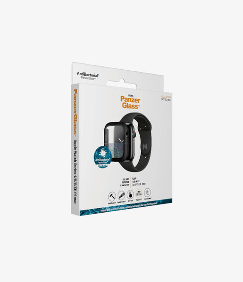 Vetro temperato Full Body AB per Apple Watch 4, 5, 6, SE (1st gen), SE (2nd gen) 44mm, Black, PanzerGlass
