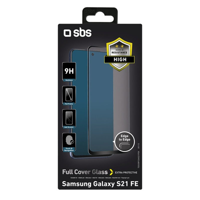 Vetro temperato Full Cover per Samsung S21 FE, Black, SBS