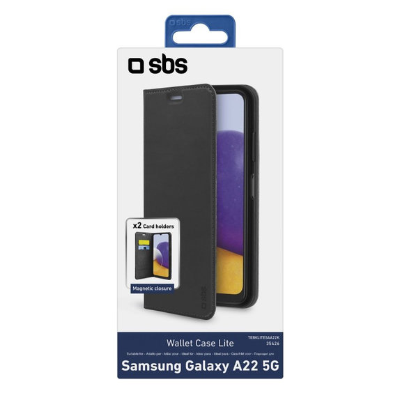 Custodia Book Wallet Lite per Samsung A22 5G, Black, SBS