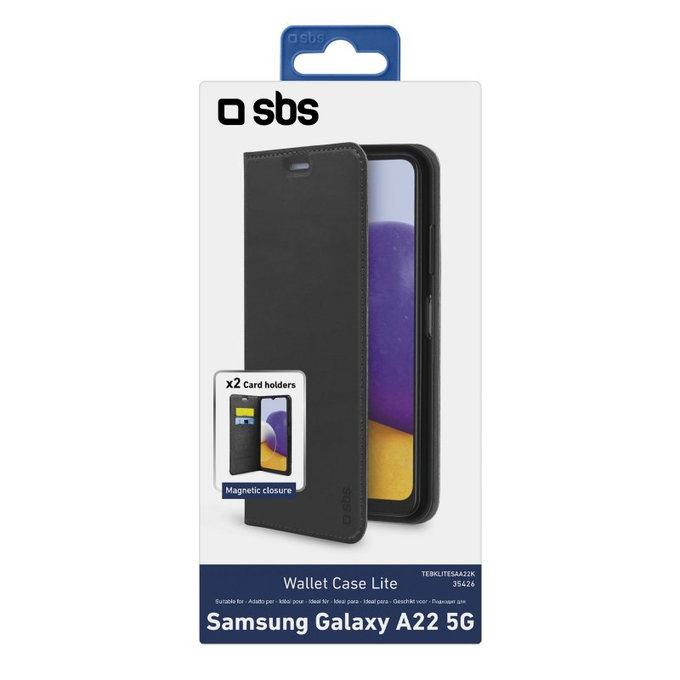Custodia Book Wallet Lite per Samsung A22 5G, Black, SBS