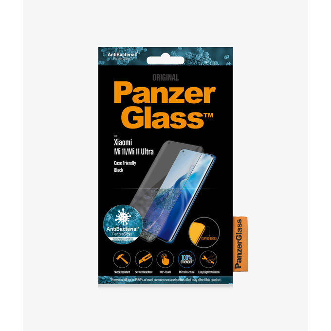Vetro temperato Case Friendly AB per Xiaomi Mi 11, Mi 11 Ultra, Black, PanzerGlass