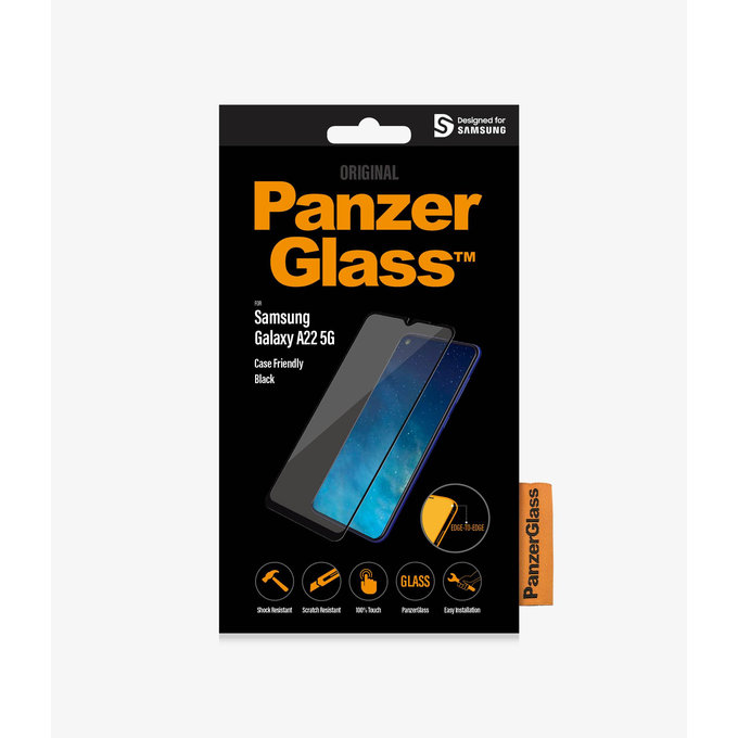 Vetro temperato Case Friendly per Samsung A22 5G, Black, PanzerGlass