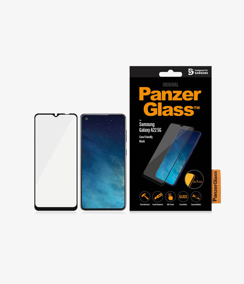 Vetro temperato Case Friendly per Samsung A22 5G, Black, PanzerGlass