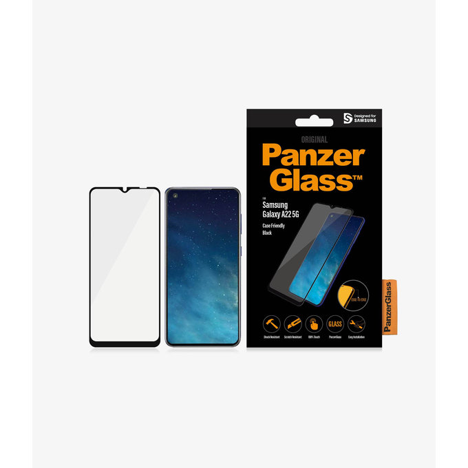 Vetro temperato Case Friendly per Samsung A22 5G, Black, PanzerGlass