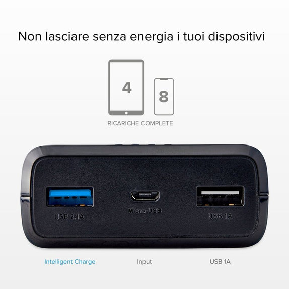 PowerBank 20 000mAh, 2x USB 2.1A, Black, SBS