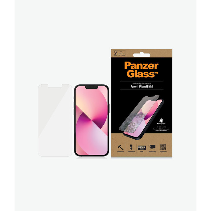 Vetro temperato Steard Fit AB per iPhone 13 mini, Transparent, PanzerGlass
