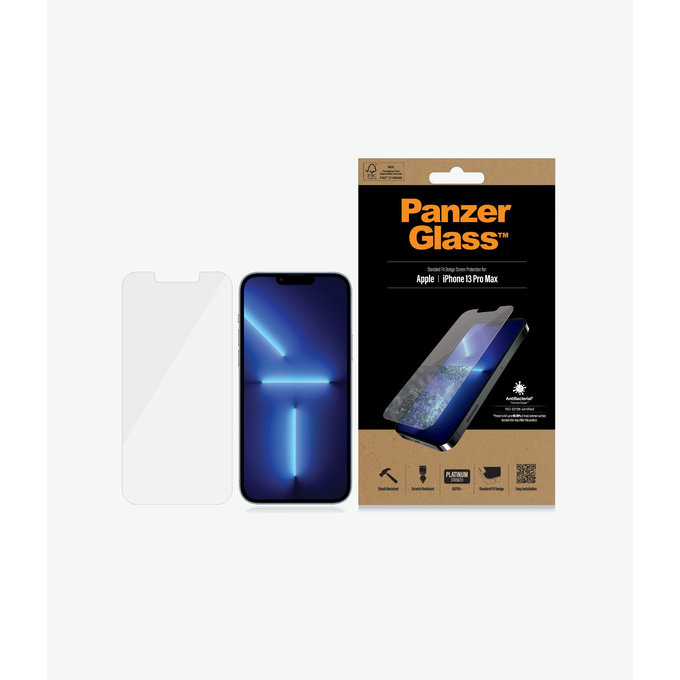 Vetro temperato Steard Fit AB per iPhone 13 Pro Max, 14 Plus, Transparent, PanzerGlass