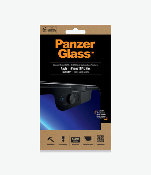 Vetro temperato Case Friendly CamSlider AB per iPhone 13 Pro Max, 14 Plus, Black, PanzerGlass