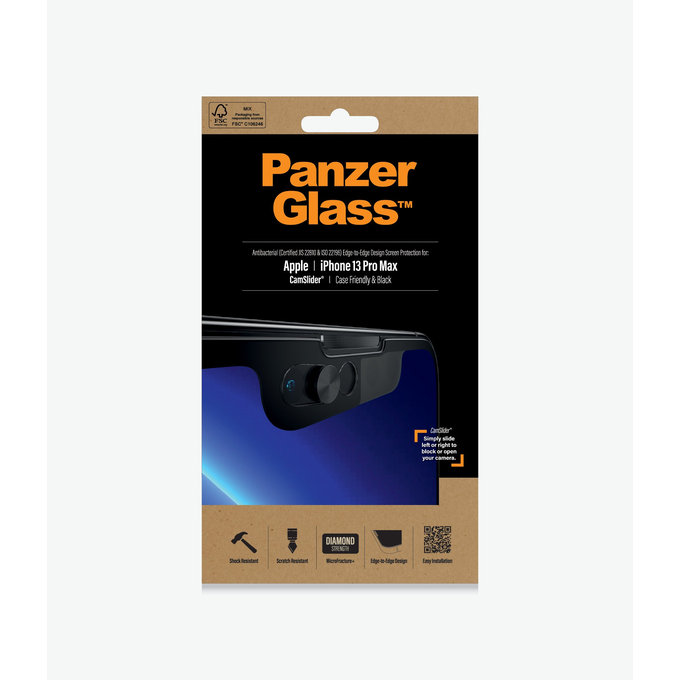 Vetro temperato Case Friendly CamSlider AB per iPhone 13 Pro Max, 14 Plus, Black, PanzerGlass