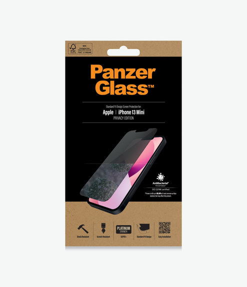 Vetro temperato Steard Fit Privacy AB per iPhone 13 mini, Transparent, PanzerGlass