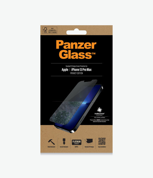 Vetro temperato Steard Fit Privacy AB per iPhone 13 Pro Max, 14 Plus, Transparent, PanzerGlass