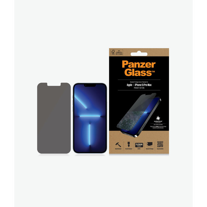 Vetro temperato Steard Fit Privacy AB per iPhone 13 Pro Max, 14 Plus, Transparent, PanzerGlass