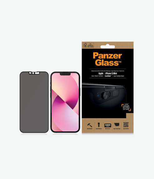 Vetro temperato Case Friendly Privacy CamSlider AB per iPhone 13 mini, Black, PanzerGlass