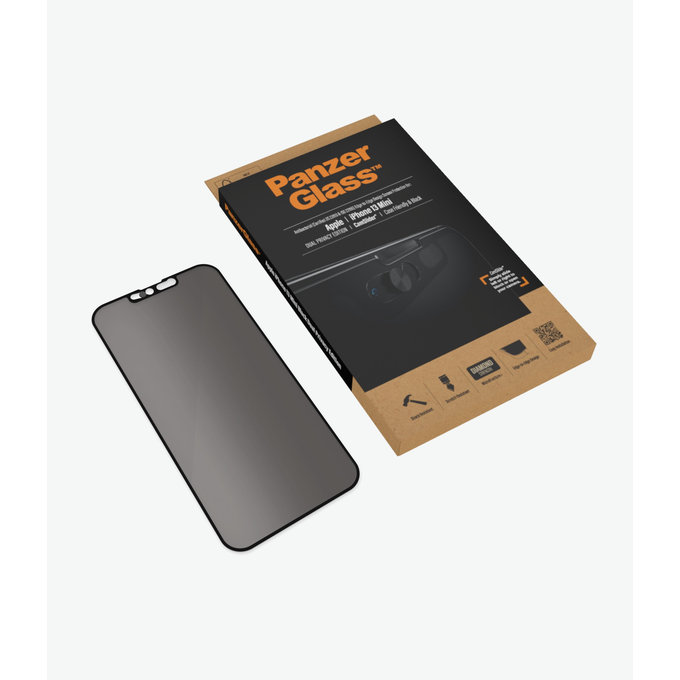 Vetro temperato Case Friendly Privacy CamSlider AB per iPhone 13 mini, Black, PanzerGlass