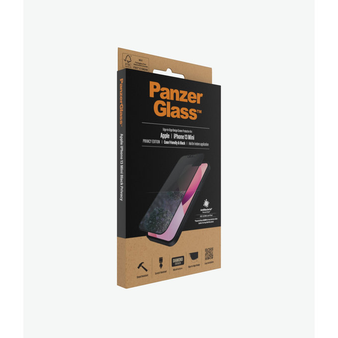 Vetro temperato Case Friendly Privacy AB per iPhone 13 mini, Black, PanzerGlass