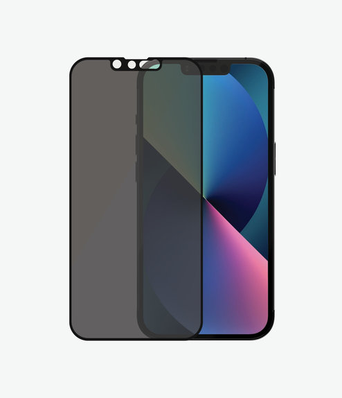 Vetro temperato Case Friendly Privacy AB per iPhone 13, 13 Pro, 14, 16e, Black, PanzerGlass