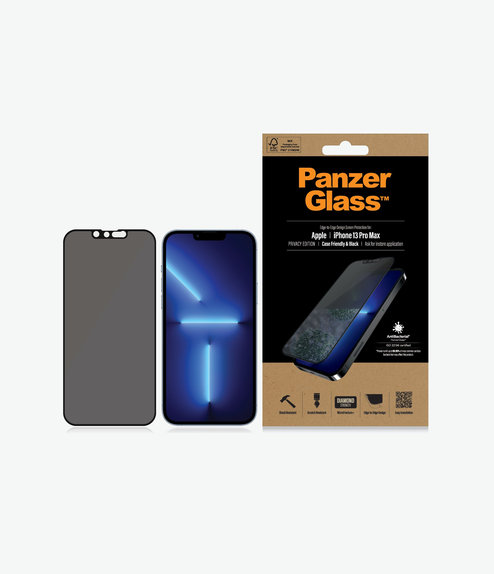 Vetro temperato Case Friendly Privacy AB per iPhone 13 Pro Max, 14 Plus, Black, PanzerGlass