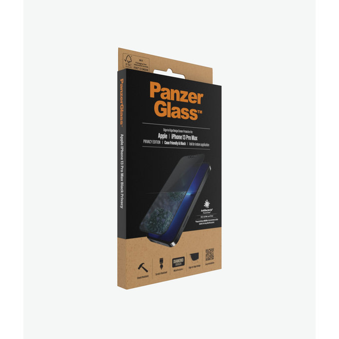 Vetro temperato Case Friendly Privacy AB per iPhone 13 Pro Max, 14 Plus, Black, PanzerGlass
