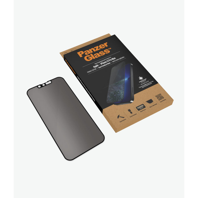 Vetro temperato Case Friendly Privacy AB per iPhone 13 Pro Max, 14 Plus, Black, PanzerGlass