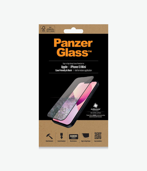 Vetro temperato Case Friendly AB per iPhone 13 mini, Black, PanzerGlass