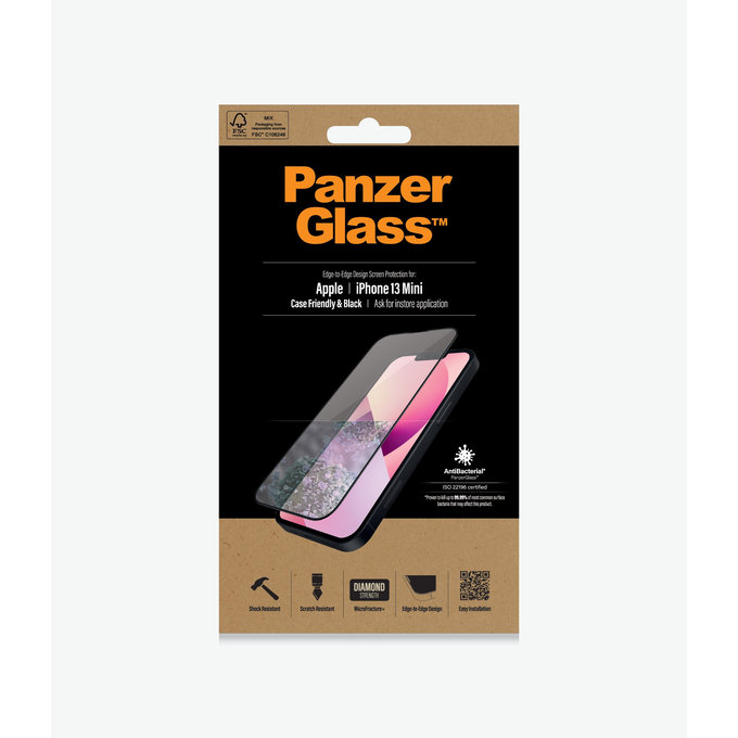 Vetro temperato Case Friendly AB per iPhone 13 mini, Black, PanzerGlass