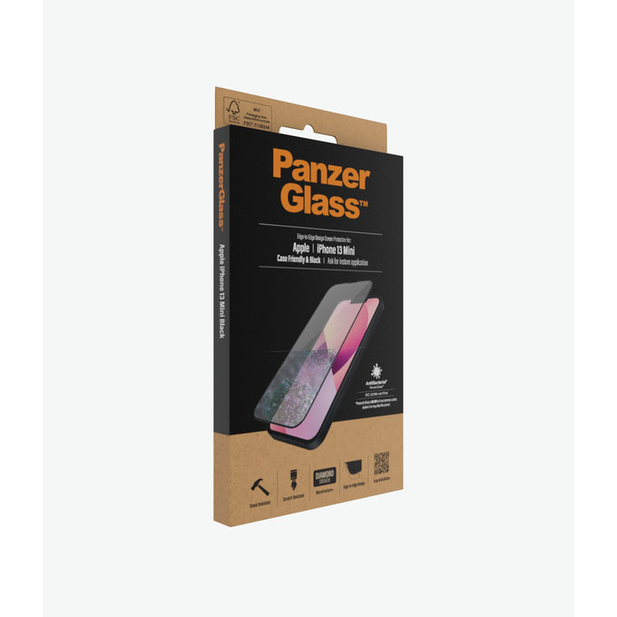 Vetro temperato Case Friendly AB per iPhone 13 mini, Black, PanzerGlass