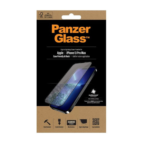 Vetro temperato Case Friendly AB per iPhone 13 Pro Max, 14 Plus, Black, PanzerGlass