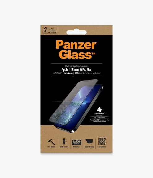 Vetro temperato Case Friendly Anti-Glare AB per iPhone 13 Pro Max, 14 Plus, Black, PanzerGlass