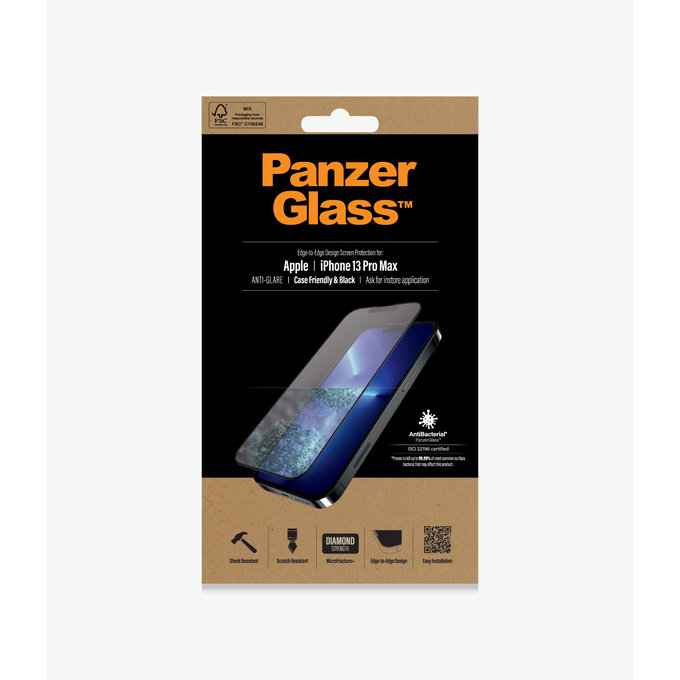 Vetro temperato Case Friendly Anti-Glare AB per iPhone 13 Pro Max, 14 Plus, Black, PanzerGlass