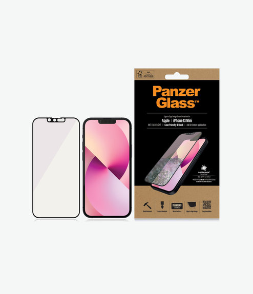 Vetro temperato Case Friendly Anti-Bluelight AB per iPhone 13 mini, Black, PanzerGlass