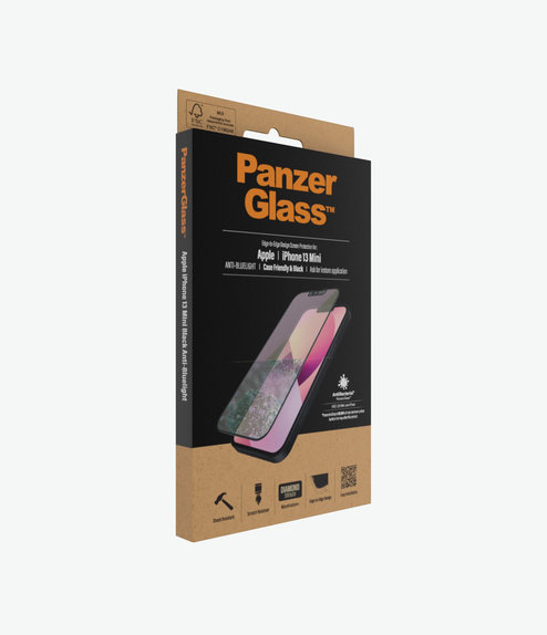 Vetro temperato Case Friendly Anti-Bluelight AB per iPhone 13 mini, Black, PanzerGlass