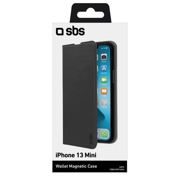Custodia Book Wallet Lite per iPhone 13 mini, Black, SBS