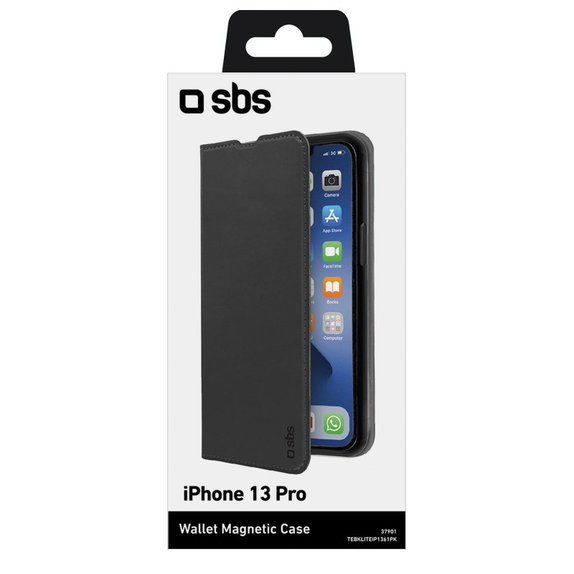 Custodia Book Wallet Lite per iPhone 13 Pro, Black, SBS