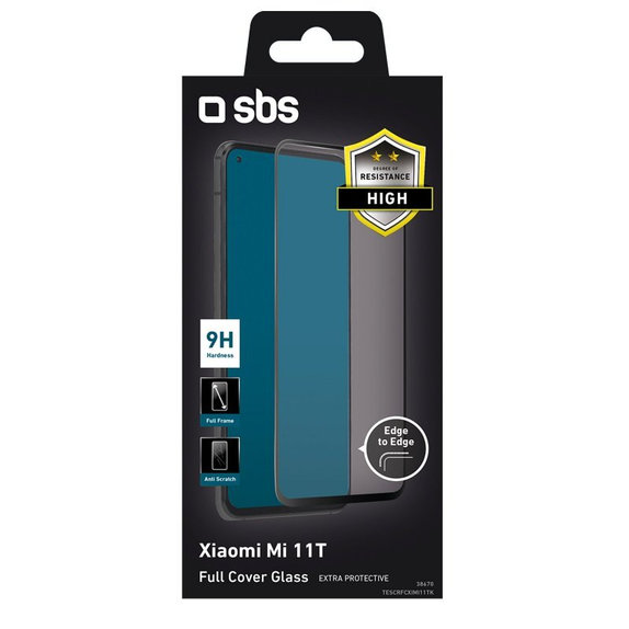 Vetro temperato Full Cover per Xiaomi 11T, 11T Pro, Black, SBS