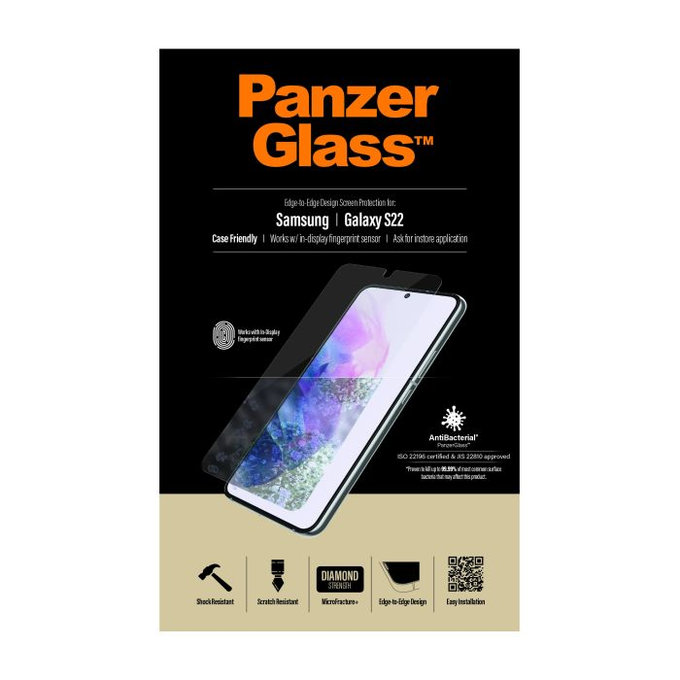 Vetro temperato Case Friendly AB per Samsung S22, Transparent, PanzerGlass