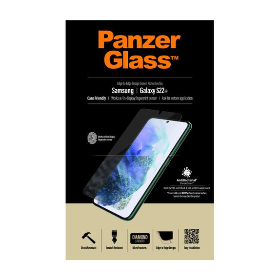 Vetro temperato Case Friendly AB per Samsung S22+, Transparent, PanzerGlass
