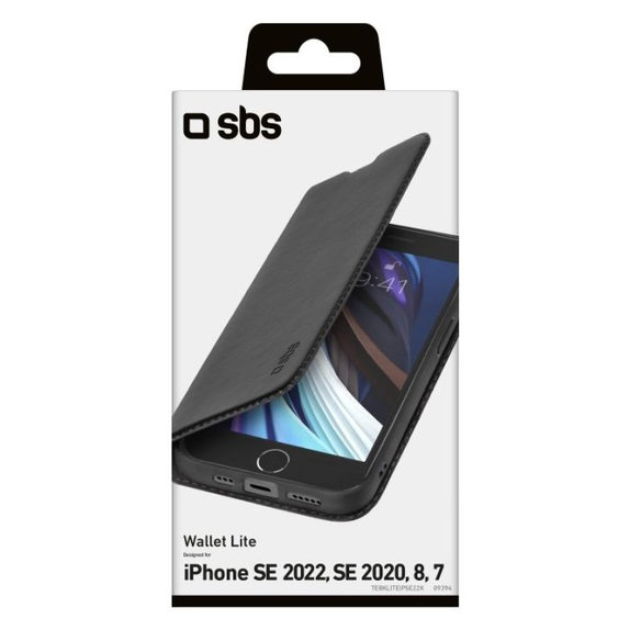 Custodia Book Wallet Lite per iPhone 7, 8, SE 2020, SE 2022, Black, SBS