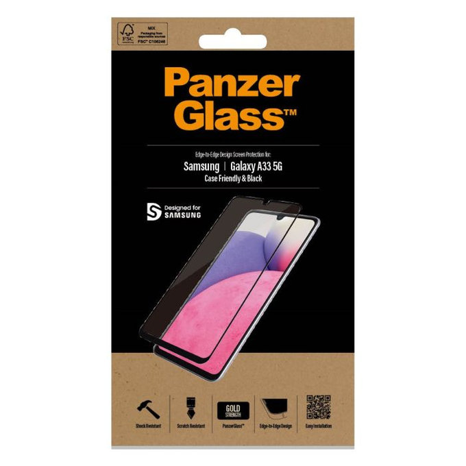 Vetro temperato Case Friendly per Samsung A33 5G, Black, PanzerGlass