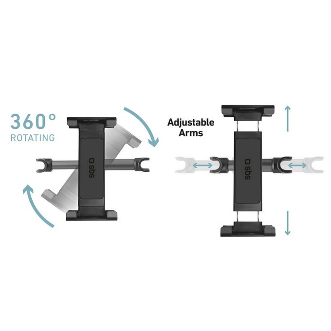 Supporto da poggiatesta Pro per smartphone e tablet fino a 12.9", Black, SBS
