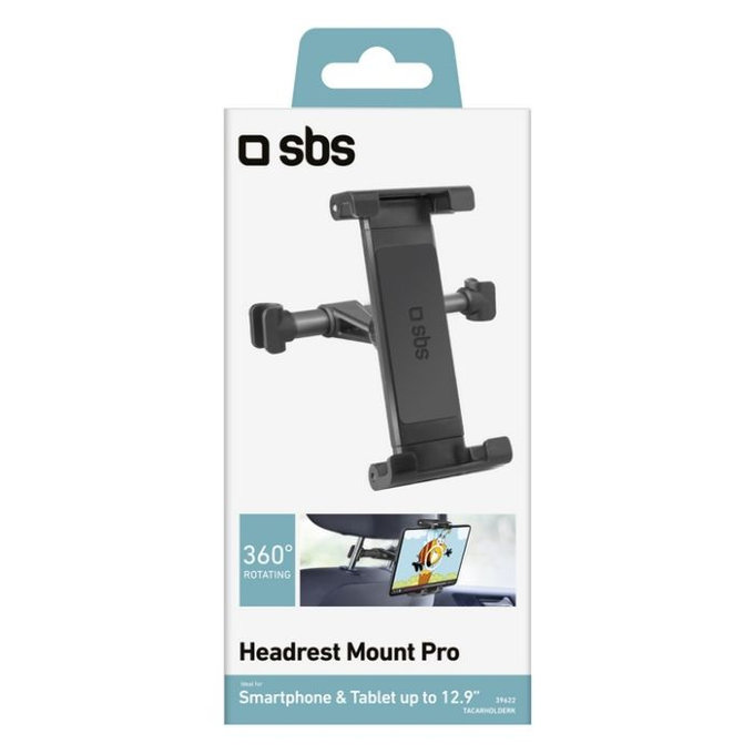 Supporto da poggiatesta Pro per smartphone e tablet fino a 12.9", Black, SBS