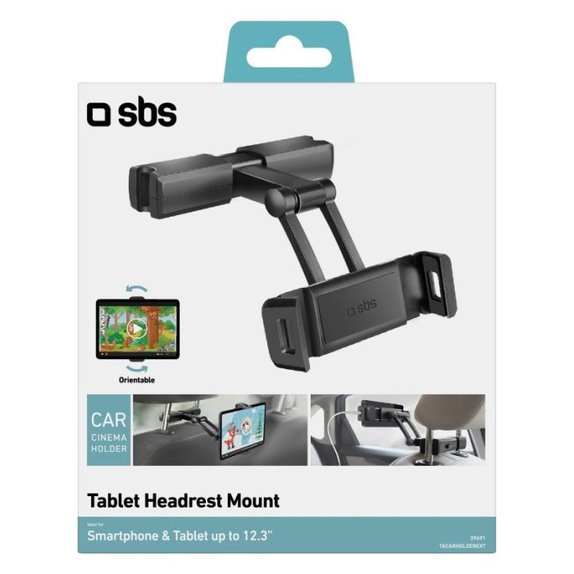 Supporto da poggiatesta per smartphone e tablet fino a 12.3", Black, SBS