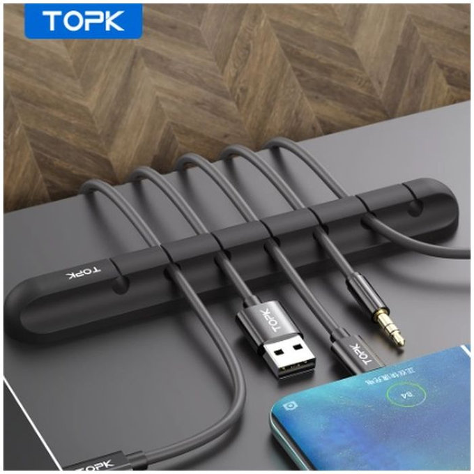 Supporto organizer per 7 cavi, Black, TOPK