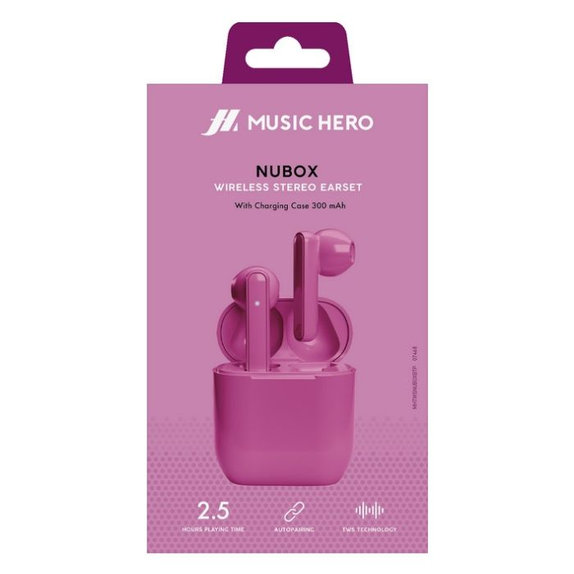 Auricolari wireless TWS NUBOX, Rosa, Music Hero