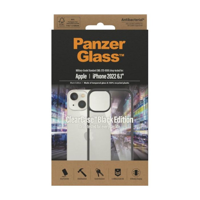 Custodia ClearCase per iPhone 14, Black, PanzerGlass