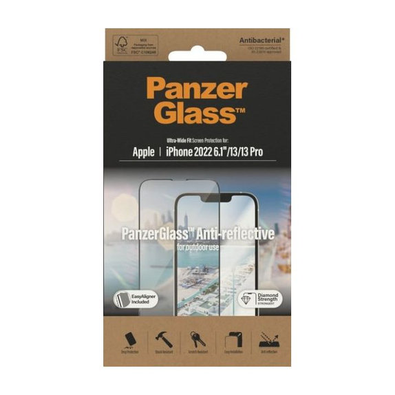 Vetro temperato UWF Anti-Reflective AB per iPhone 13, 13 Pro, 14, 16e, PanzerGlass