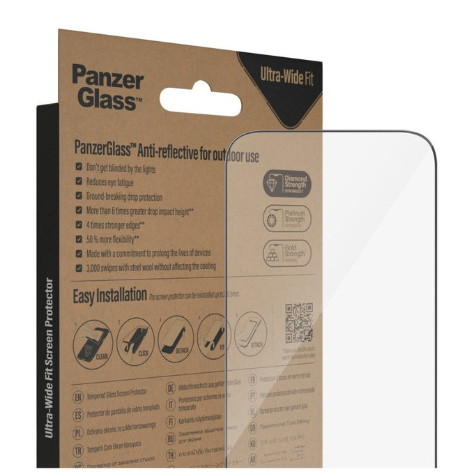 Vetro temperato UWF Anti-Reflective AB con applicatore per iPhone 14 Pro, Nero, PanzerGlass